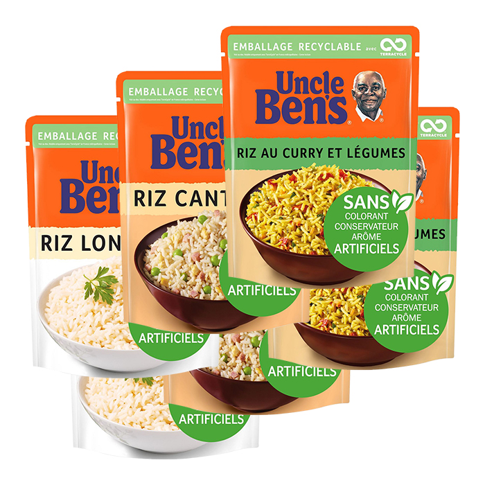 Uncle Ben's Riz Curry Légumes Express 2 Min au Micro-Onde Poêle