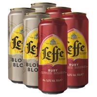 6 bières Leffe blonde et ruby 50cl