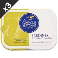 3 Sardines à l'huide d'olive extra Bio 115g