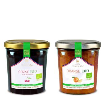 Duo de confitures Bio cerise noire et orange