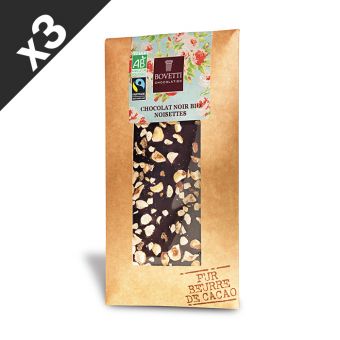 3 Tablettes de chocolat noir Bio noisettes