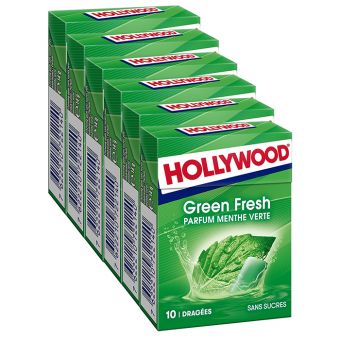 Lot de 6 étuis Hollywood chewing gum Green Fresh