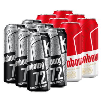 Pacl 12 bi�res Kronenbourg originale et blanche 50cl