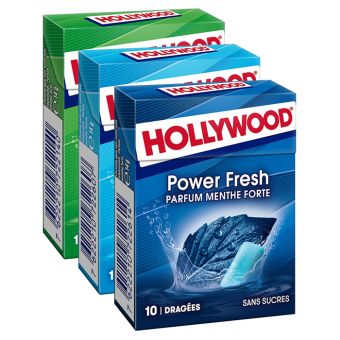 Trio de chewing gum Hollywood Ice Fresh, Power Fresh et Green Fresh