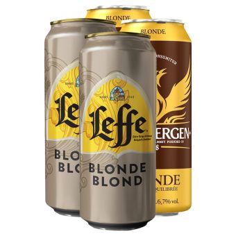 4 bières Leffe blonde et Grimbergen blonde 50cl