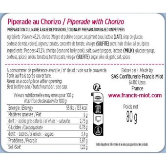 Tartinable de piperade au chorizo 80g