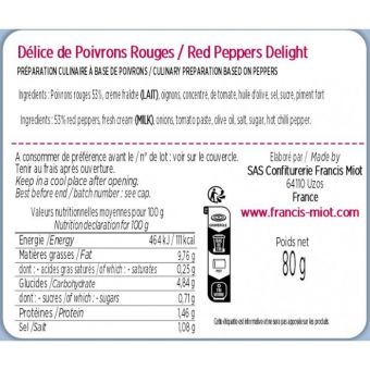 Tartinable d�lice de poivrons rouges 80g