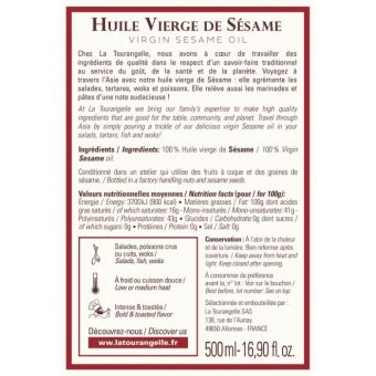 Huile vierge de s�same toast� - 500ml