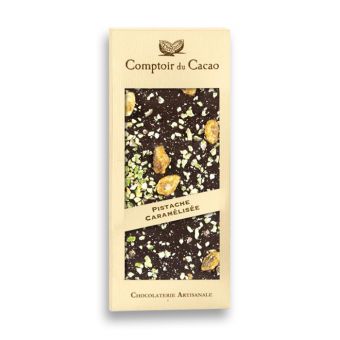 Tablette de chocolat noir pistaches caram�lis�es 90g