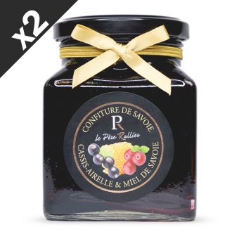 2 Confitures de cassis airelles et miel de Savoie 340g