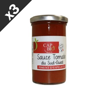 3 Sauces tomates Bio au piment d'Espelette 250g