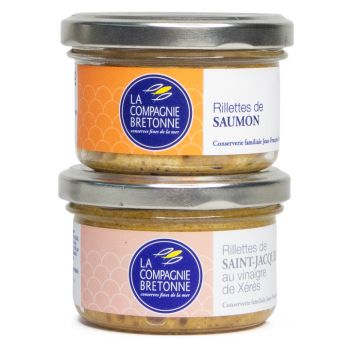 Duo de rillettes de la mer : saumon et saint-jacques Bio