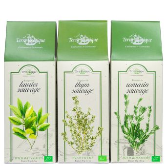 Trio de bouquet sauvage : laurier, romarin et thym Bio