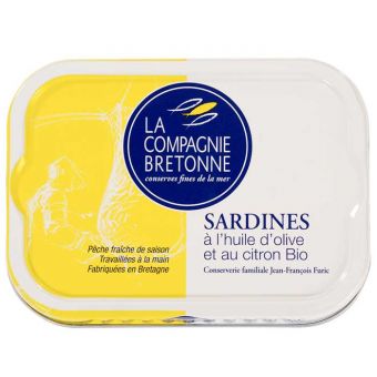 Sardines  l'huile d'olive Bio et citron Bio 115g